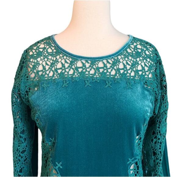 Sundance Forrest Fairy Velvet Lace Cut Out Top XS Green Whimsygoth Goblincore - Picture 9 of 9
